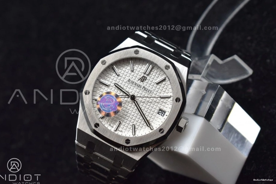 Dial Oak SS 41mm Royal Affordable Textured Clone Best Super on APSF A4302 449 Bracelet Edition SS White 15500 1:1 0504